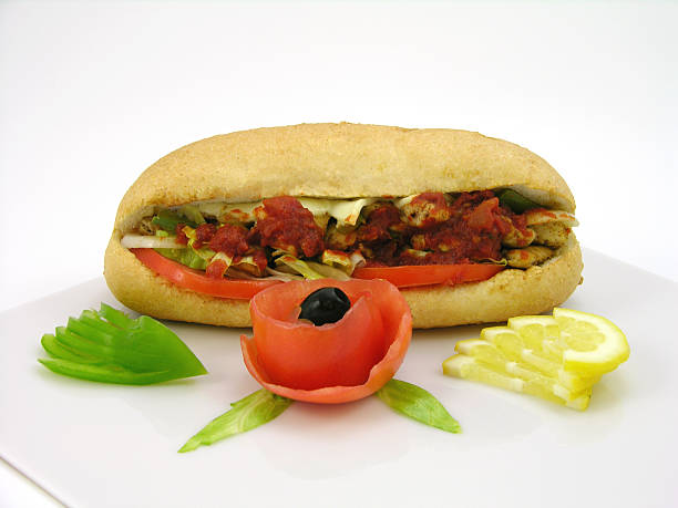 chicken marinera sandwich comp stock photo