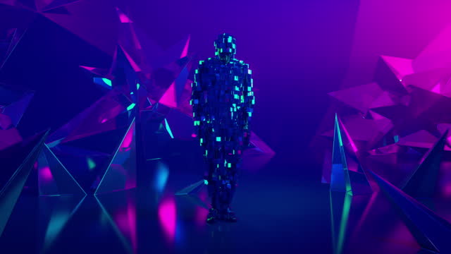 Pixel Hip Hop Dancer In A Crystal Cave
