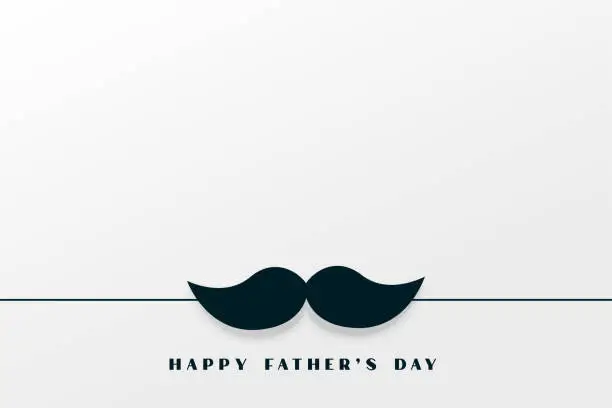 Vector illustration of happy father's day flat style simple background with mustache