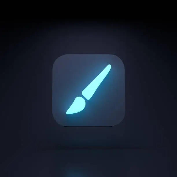 Photo of Graphic editor button icon. 3d render illustration.