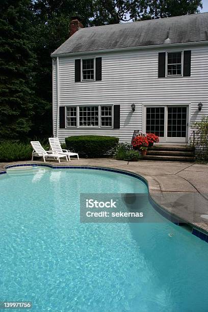 White House With Pool Stock Photo - Download Image Now - Architecture, Blue, Building Exterior