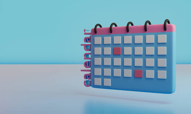 istock Blue and pink calendar with two days marked 1399726218