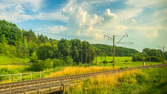 Beautiful photo of ukrainian railroad in summer