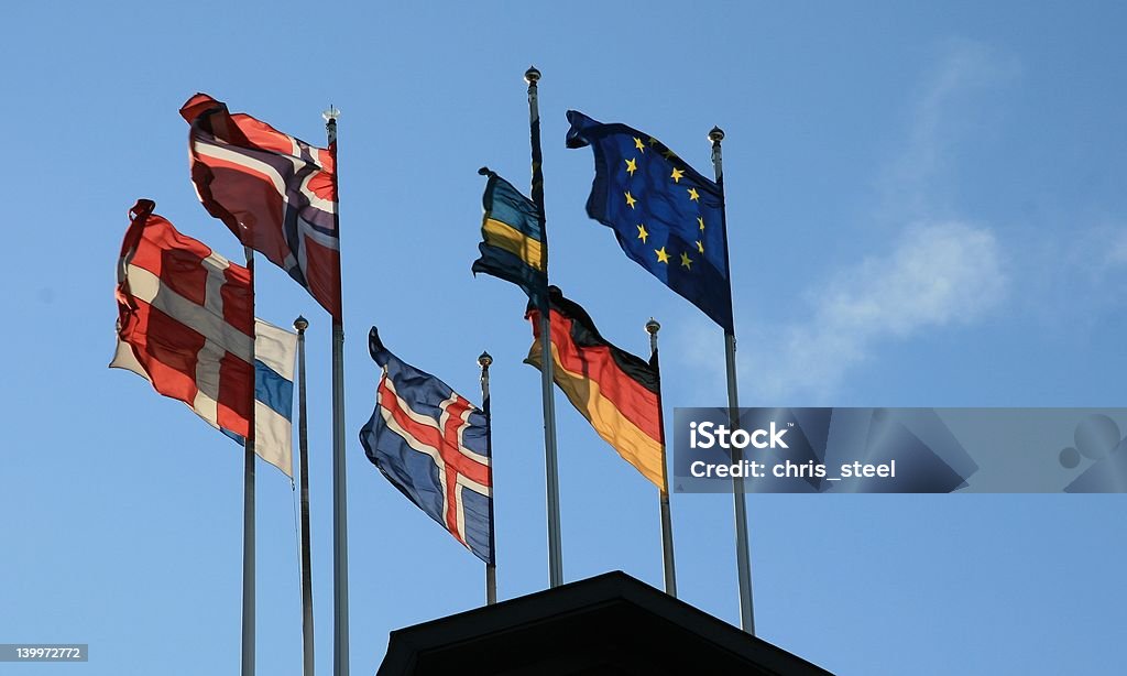 Bandeiras europeias do Norte - Foto de stock de Autoridade royalty-free