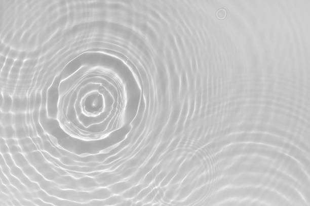 istock Water texture with sun reflections and water circles on the water surface. Overlay effect for photo or mockup. Organic light gray drop shadow caustic effect refraction of light. Banner with copy space 1399728540