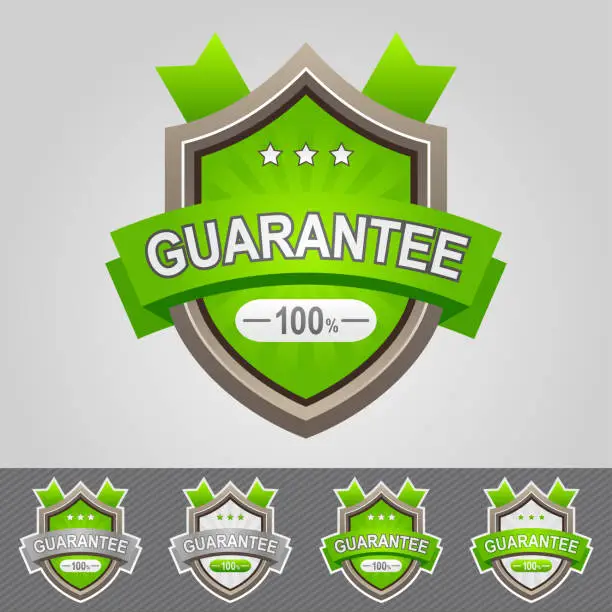 Vector illustration of Green guarantee shield