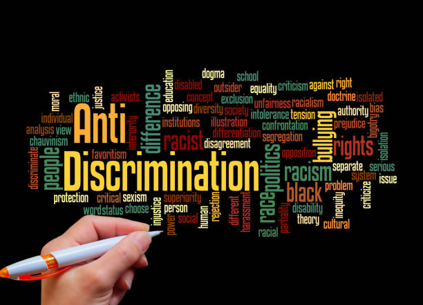 istock ANTI DISCRIMINATION concept, isolated on a black background 1399734528