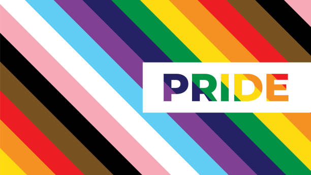 LGBTQIA Pride Rainbow Background Vector Inclusive Pride Background with Progression Pride Flag Colours. Rainbow Stripes Wallpaper in Gay Pride Colours pride month stock illustrations