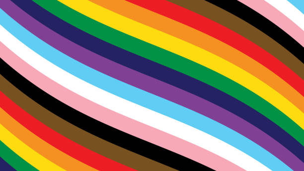 LGBTQIA Rainbow Background Vector LGBT Rainbow Background. LGBTQ Gay Pride Rainbow Flag Background. Stripe Pattern Vector Background with Progress Pride Flag Colours gay pride symbol stock illustrations