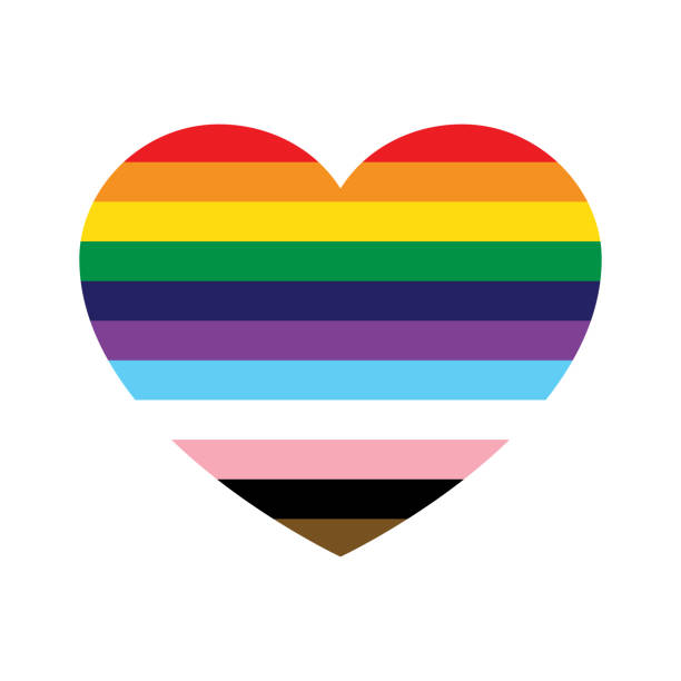 ilustraciones, imágenes clip art, dibujos animados e iconos de stock de lgbtqia pride flag love heart vector shape - rainbow