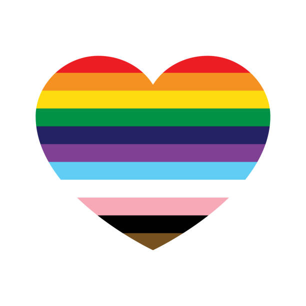 LGBTQIA Pride Flag Love Heart Vector Shape LGBTQ Pride Heart. Heart Shape with LGBT Progress Pride Rainbow Flag Pattern pride stock illustrations