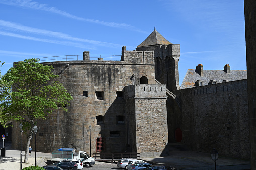 Saint-Malo, France, May 11, 2022: Tower of Quic-en-Groigne from Saint-Malo