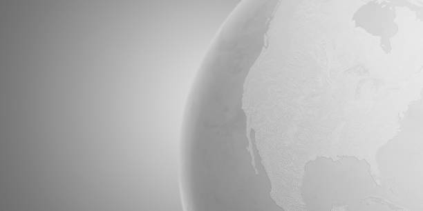 istock Clean white earth globe, rough detailed texture world map design with North America continent view 3D illustration 1399743623