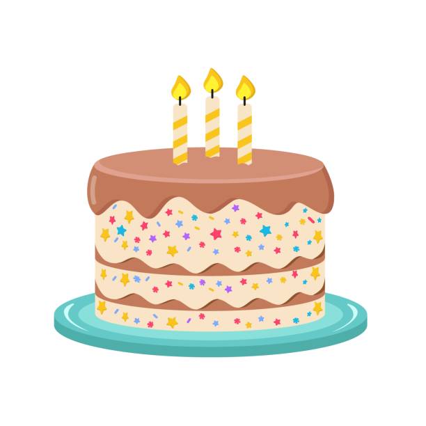 Delicious sweet cake with chocolate layers and icing. Delicious confection isolated cartoon vector illustration. Delicious sweet cake with chocolate layers and icing. Delicious confection isolated cartoon vector illustration. birthday cake stock illustrations