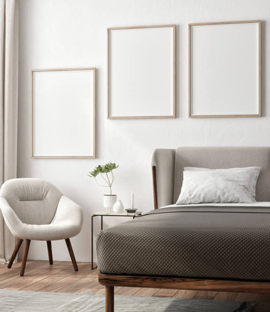 istock Mock up posters in Bedroom, interior design for presentation. 1399748746
