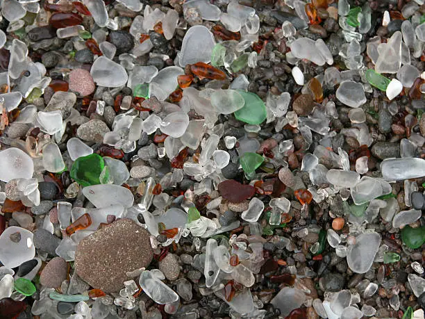 an ocean dump 40 years ago has turned into a delightful beach of seaglass. great background