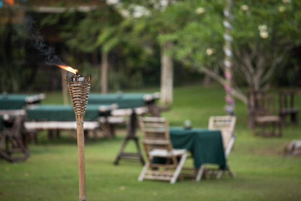 istock Bamboo torch in camping site 1399750380
