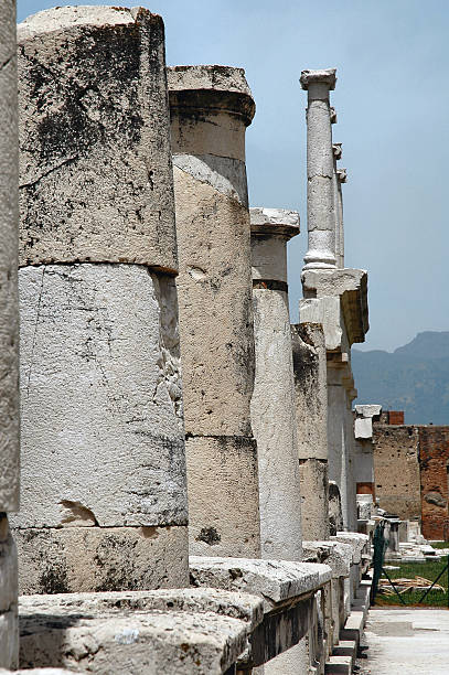 Columns In Pompeii, Italy stock photo