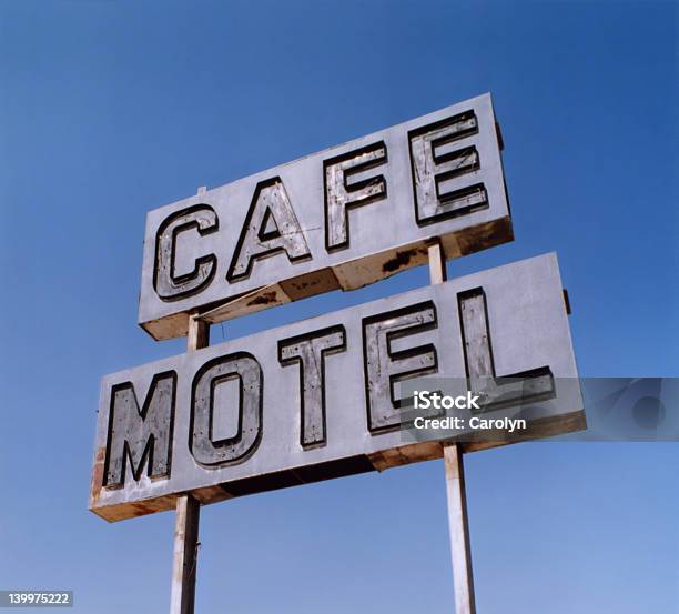 Cafe Motelschild Stockfoto und mehr Bilder von Blau - Blau, Café, Fotografie