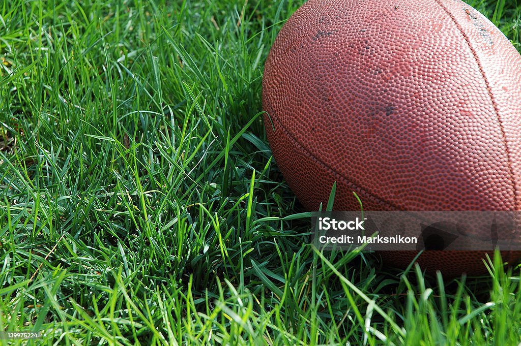 Lone Football liegt in Grass - Lizenzfrei Alt Stock-Foto