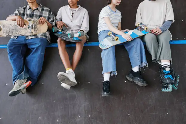 Photo of Kids on Skateboarding Ramp Closeup