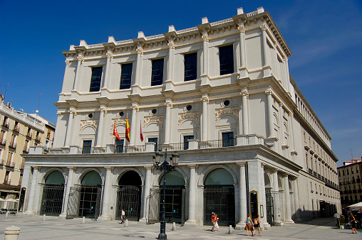 Royal theatre in Opera saquare. Madrid, Spain