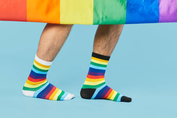 istock Person Wearing Rainbow Socks 1399753823
