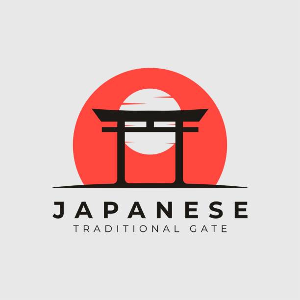 japanese sunset torii gate icon logo vector illustration design japanese sunset torii gate icon logo vector illustration design shinto stock illustrations