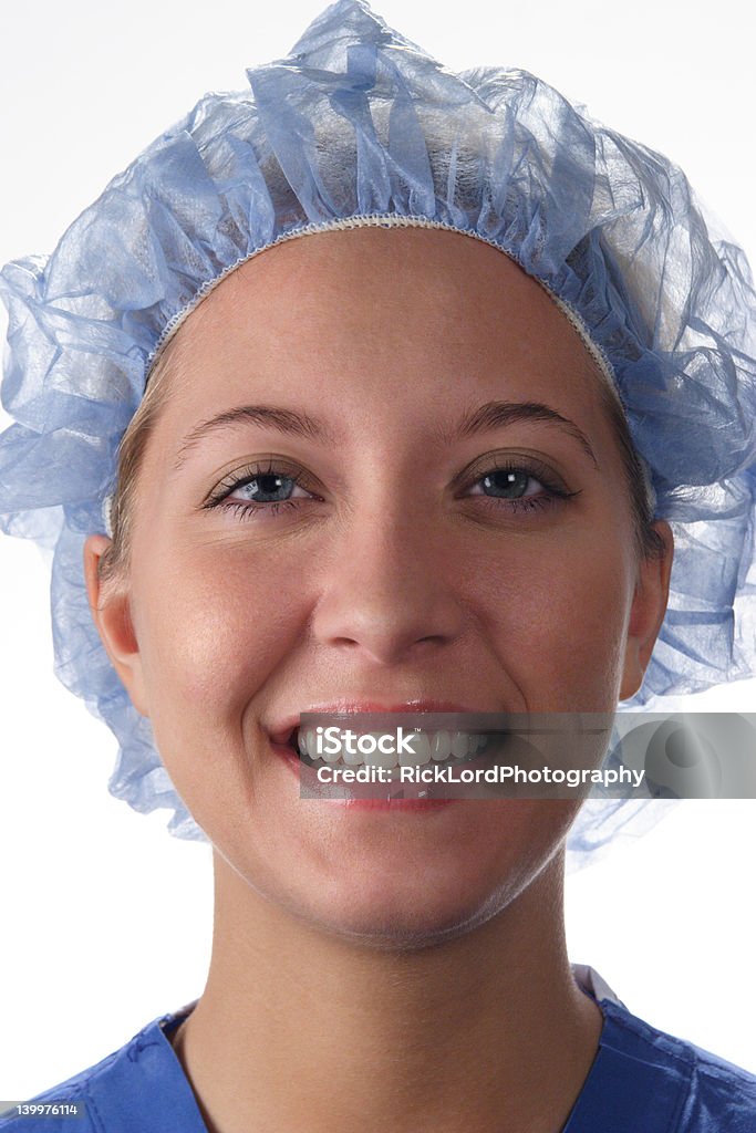Bonita sonriente enfermera - Foto de stock de Fondo blanco libre de derechos