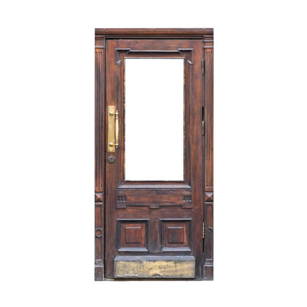 istock Shabby old front door in the old style. isolated. 1399764655
