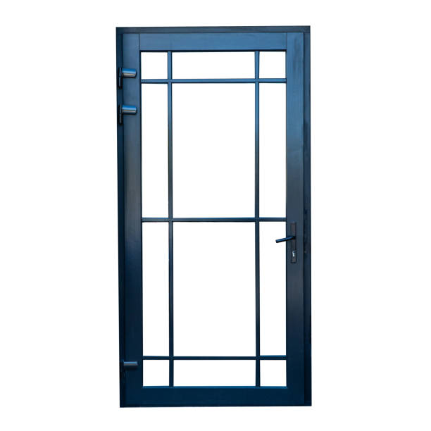 istock Modern outdoor metal front door in a simple style. isolated. 1399764676