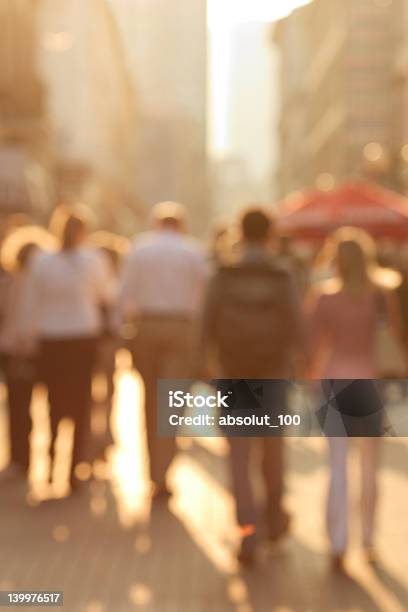 Blurred Image Of A Busy City Street At Sunset Stock Photo - Download Image Now - Activity, Adult, Back Lit