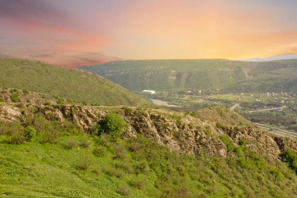 Green hills mountain valley landscape, Georgia
