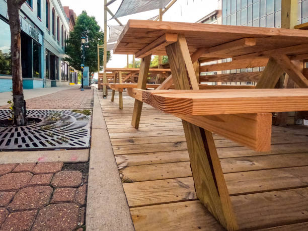 istock Outdoor Seating Wood Picnic Tables 1399765953
