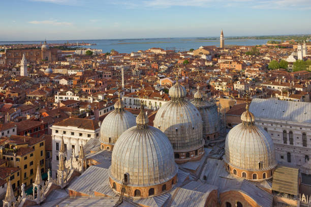istock Venice, Saint Mark Cathedral church (San Marco) cupolas, panoramic landscape, Italy. 1399767736