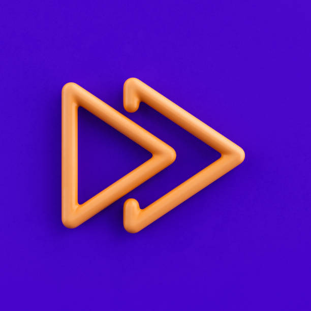 3d icon ctrl forward, outline yellow arrow icon, direction symbol, 3d rendering, wire icon