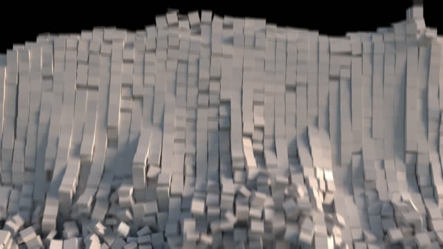 Collapsing wall of cubes close up