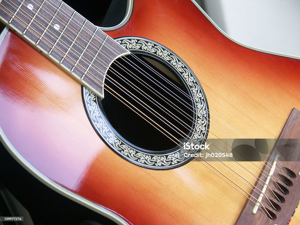 Twelve String Sunburst Twelve String Guitar Stock Photo