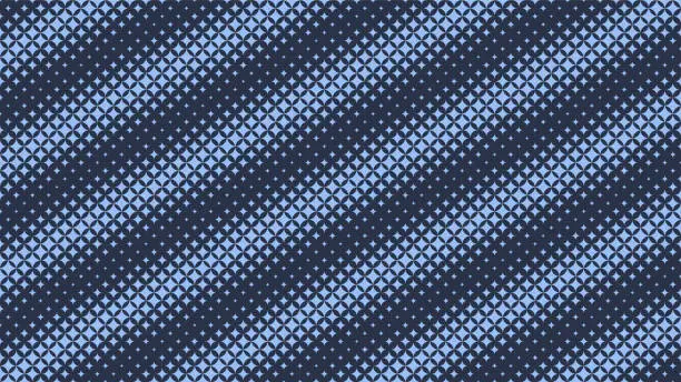 Vector illustration of Star Halftone Geometry Pattern Vector Diagonal Tilted Lines Navy Blue Background
