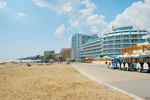 Golden Sands Beach near Varna in Bulgaria stock photo