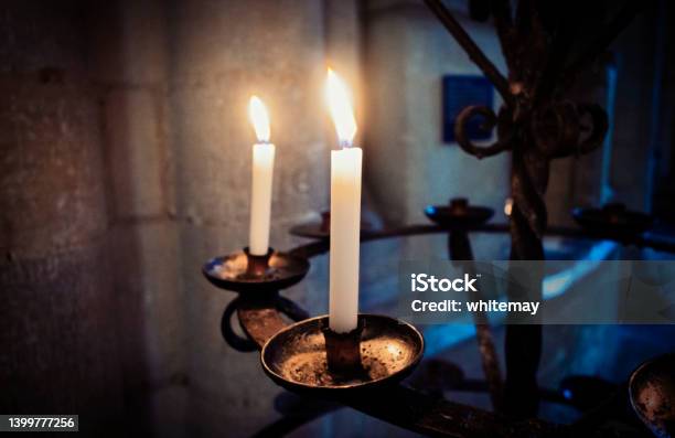 Candle Light Norwich Cathedral Stock Photo - Download Image Now - Candlestick Holder, Old-fashioned, Wax