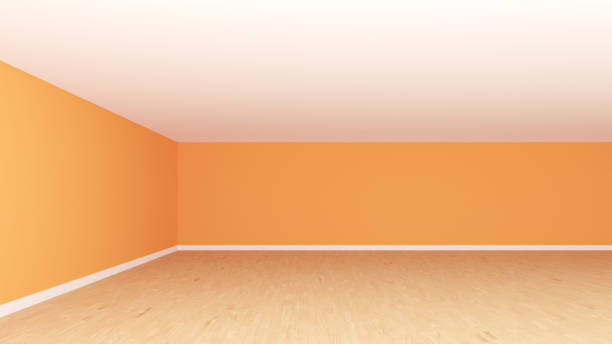 istock Orange Unfurnished Room, Frontal Corner View. Interior Concept 1399780431