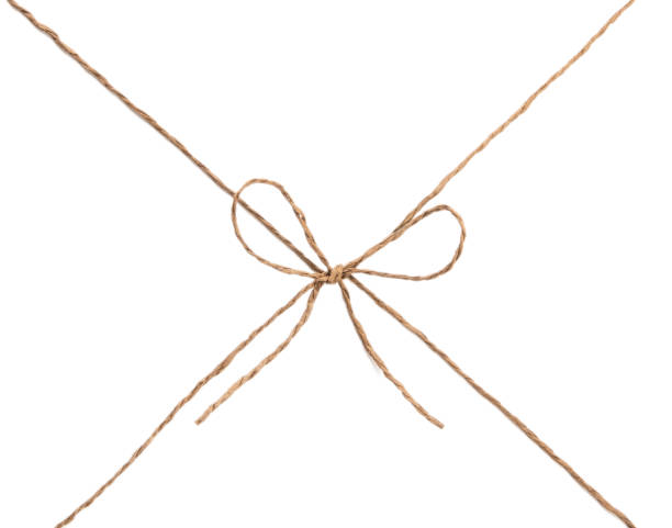 cuerda con nudo y moño de arco, aislada sobre fondo blanco. - bowknot fotografías e imágenes de stock