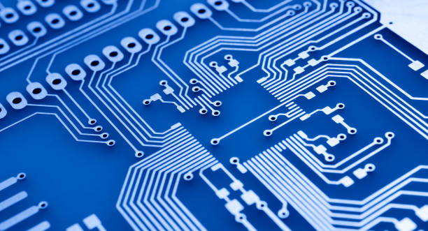 istock blue printed circuit. layout of tracks. 1399784360