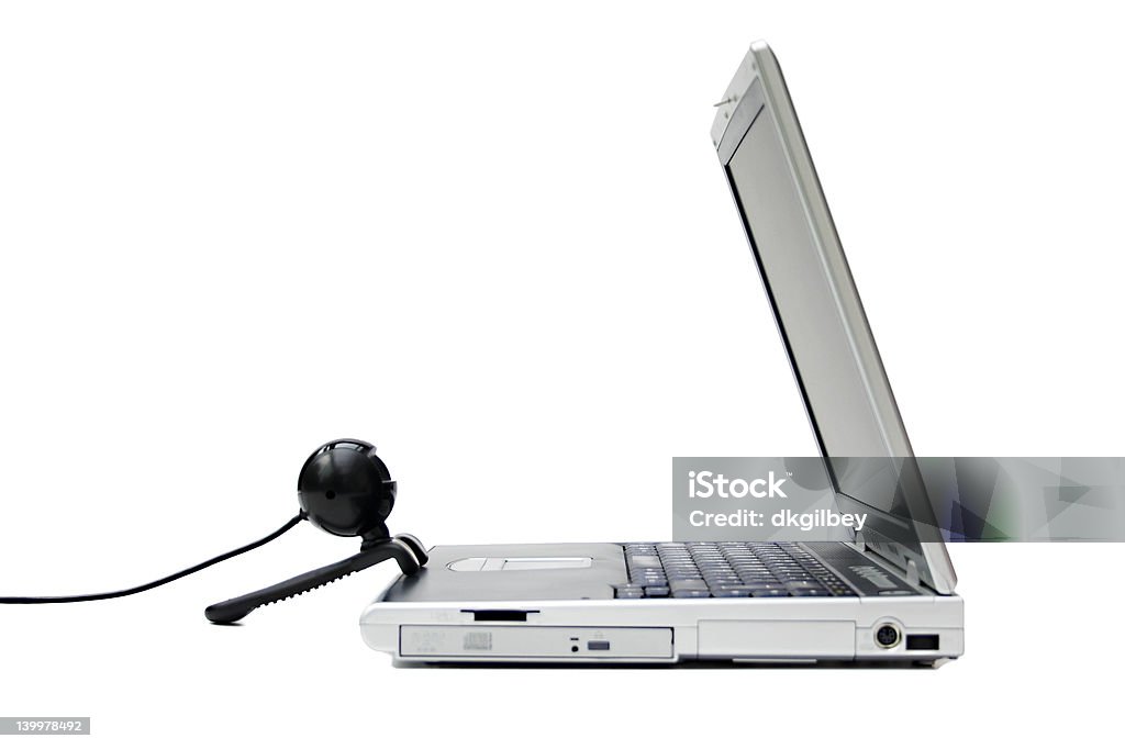What's on the net? Webcam surfing the web - isolated on white Black Color Stock Photo