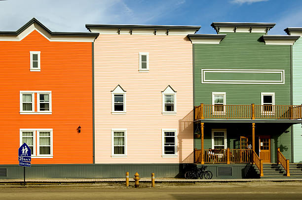 istock Multicolored buildings in Dawson City 139978718
