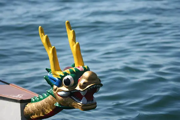 The front of a dragonboat.