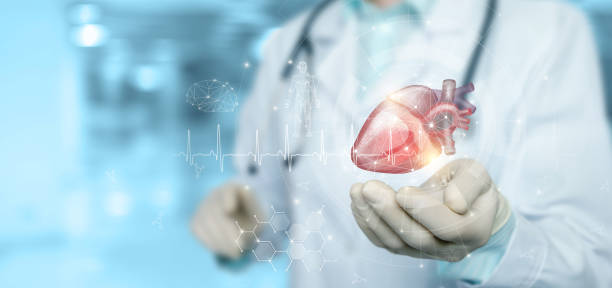 Modern technology in the treatment of heart diagnostics. stock photo