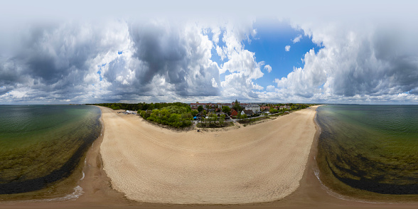 360 degrees spherical panoramic aerial view of the Baltic sea