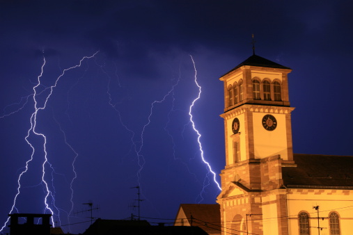 Lightning ower the church